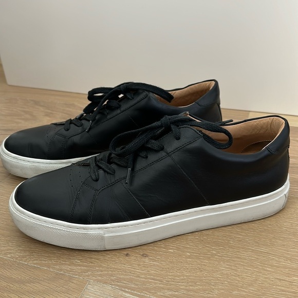 GREATS Men's Royal Sneaker Black White Italian Leather Casual